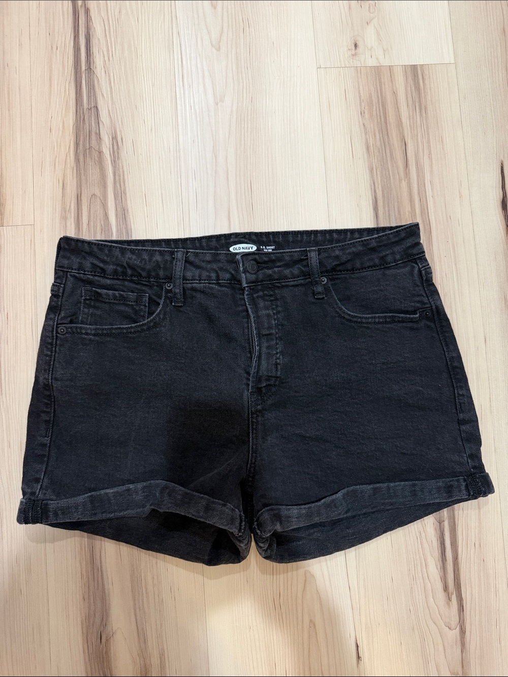 Old Navy O.G. High Rise Black Denim Cuffed Shorts